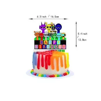 Birthday Sprunki Pull Flag Balloon Cake With Girls And Kids Party Decorations Cake Topper