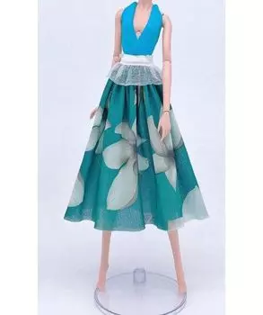 Бирюзовая детская игрушка, модная кукольная одежда для куклы Барби, наряды, жилет, топ и деревенская юбка-миди с цветочным принтом, аксессуары для кукол зелёный