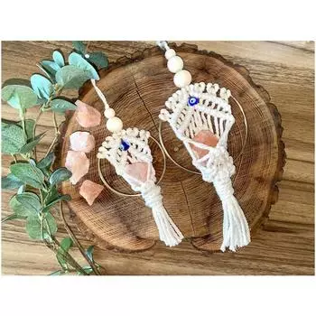 Бирюзово-голубые глаза, подвеска с кисточкой, украшение автомобиля, висит на стене в богемном стиле, салон автомобиля