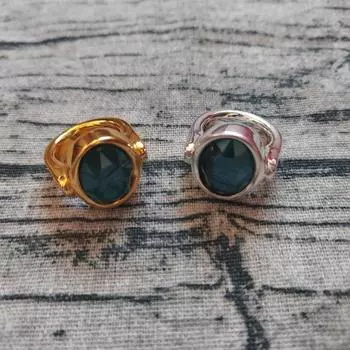 Бирюзовое кольцо нишевый дизайн ins кольцо No. 6 серебряный