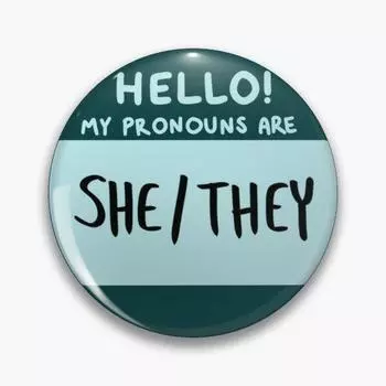 Бирюзовое местоимение She They, настраиваемая мягкая пуговица, булавка для влюбленных, женская креативная модная шляпа с героями мультфильмов, ювелирные изделия, забавная булавка с лацканом для одежды