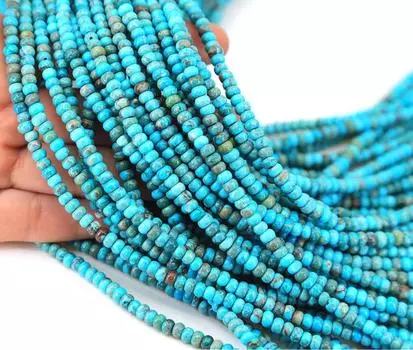 Бирюзовые бусины-рондель, 4 мм Heishi Disc Rondelle Natural Bead / 99 4MM