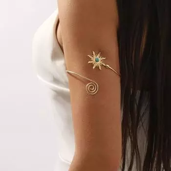 Бирюзовый браслет-манжета из цинкового сплава в стиле бохо, простой широкий открытый браслет-манжета, ювелирные изделия Style A Gold