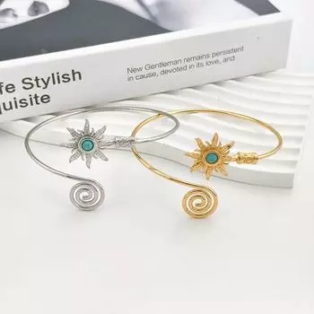 Бирюзовый браслет-манжета из цинкового сплава в стиле бохо, простой широкий открытый браслет-манжета, ювелирные изделия Style A Gold