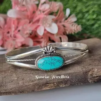 Бирюзовый браслет, серебро 925 пробы, браслет с драгоценными камнями, браслет ручной работы, бирюзовые украшения, дизайнерский браслет, составной браслет, женский браслет 7-9 синий