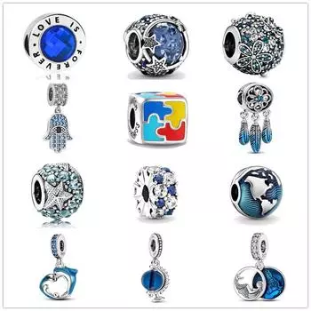 Бирюзовый цветок Pav Daisy, милый дельфин, подвеска из бисера, подарок, подходит для оригинального модного браслета, ювелирные изделия своими руками для женщин