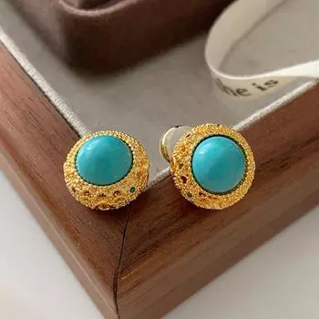 Бирюзовый гвоздик средневековые ювелирные изделия высокого класса темперамент универсальный натуральный камень новый китайский суд ретро женские зелёный