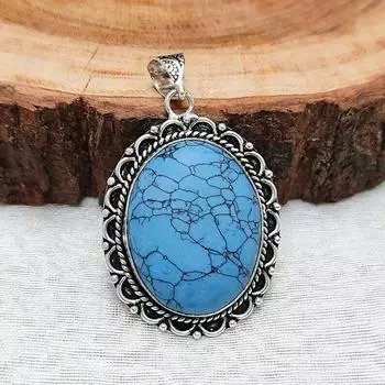 Бирюзовый кулон 925 Серебряная цепочка-кулон Ожерелье Хрустальный кулон