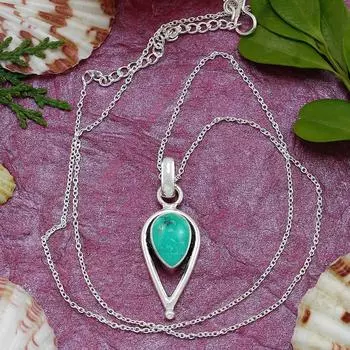 Бирюзовый кулон-капля Бирюзовый кулон-тибетское бирюзовое ожерелье