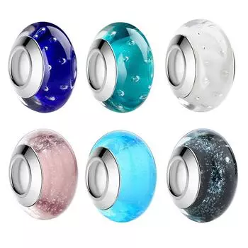 BISAER 3 шт. модные бусины «сделай сам» круглой формы из муранского стекла, подходят для браслета, женские ювелирные изделия A