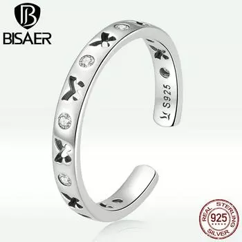 BISAER из стерлингового серебра 925 пробы с полой бабочкой, винтажное ретро классическое кольцо с открытым пальцем для вечеринок для женщин, ювелирные изделия 925 silver