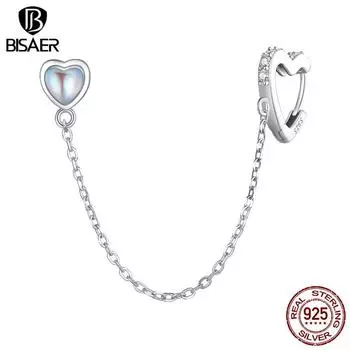 BISAER из стерлингового серебра 925 пробы, серьги-клипсы в форме сердца в форме сердца для женщин, эффектные свадебные элегантные серьги 925 silver
