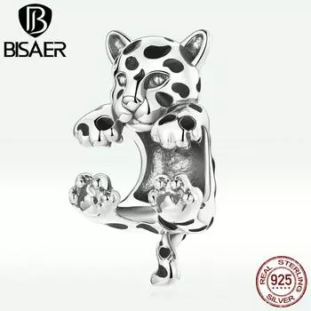 BISAER Ретро Подвески с животными из стерлингового серебра 925 пробы Забавные подвески в виде маленького гепарда из бисера подходят для оригинального браслета DIY ювелирные изделия 925 silver