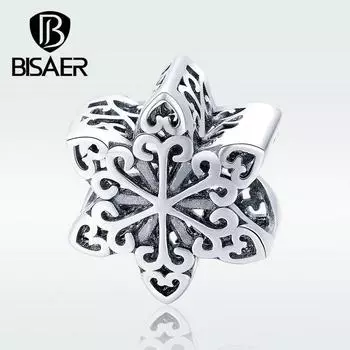 BISAER снежинка ретро очаровательные бусины для оригинального браслета DIY ювелирные изделия Pendant