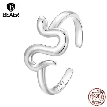 BISAER Стерлинговое Серебро 925 Уникальное Маленькое Кольцо Змеи для Женщин Модные Ювелирные Изделия 925 silver