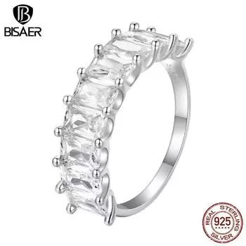 BISAER Стерлингового Серебра 925 пробы AAA Цирконий Обручальные Кольца Женщины Квадратный Цирконий Обещание Любовь Кольцо Партия Ювелирные Изделия Подарок 7