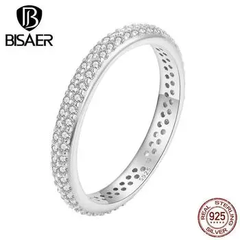 BISAER стерлингового серебра 925 пробы блестящий циркон кольцо на палец простой браслет вечности для женщин подарок на день Святого Валентина изящные ювелирные изделия 6