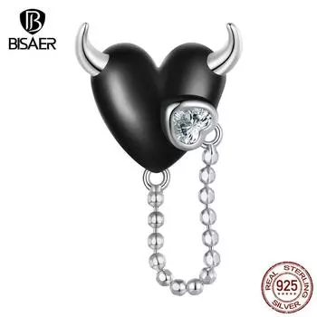BISAER Стерлингового Серебра 925 пробы Маленький Дьявол Панк Подвески Бусина для Женщин Оригинальный Браслет Ювелирные Изделия 925 silver