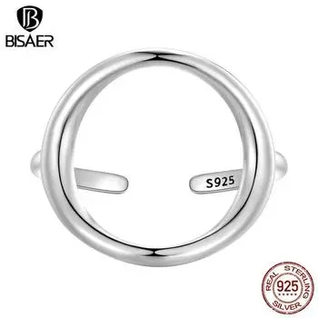 BISAER стерлингового серебра 925 пробы огромные открывающиеся кольца Самсара для женщин европейское простое геометрическое кольцо свадебная вечеринка ювелирные изделия подарок 925 silver