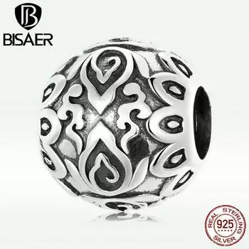 BISAER стерлингового серебра 925 пробы подвеска буддизм Сидящий Будда Лотос подходят оригинальные подвески браслеты женские ювелирные изделия 925 silver
