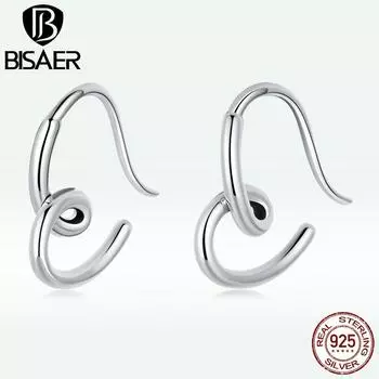 BISAER стерлингового серебра 925 пробы простые серьги-гвоздики в форме сердца для модных женщин Свадебная вечеринка Юбилейные украшения 925 silver
