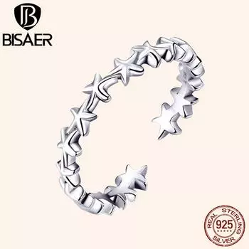 BISAER стерлингового серебра 925 пробы в стиле ретро с замком в виде морской звезды для женщин ювелирные украшения
