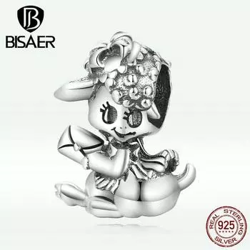 BISAER винтажные хипстерские подвески в виде овец, стерлингового серебра 925 пробы, подвески в виде животных, подходят оригинальные браслеты, женские ювелирные изделия 925 silver