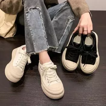 Biscuit Shape Shoes Women s Invisible Hidden Heel White Shoes Spring Platform Casual Shoes Sports Board Shoes 34 чёрный