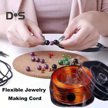Бисерная веревка с футляром для хранения, эластичная нить для браслетов, плоский эластичный шнур для браслета, самодельный бисерный шнур, эластичная проволока для браслета чёрный