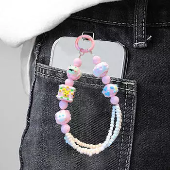 Бисерный брелок для ключей, автомобильный брелок, цепочка для сумок, кошельков, подарков для девочек розовый