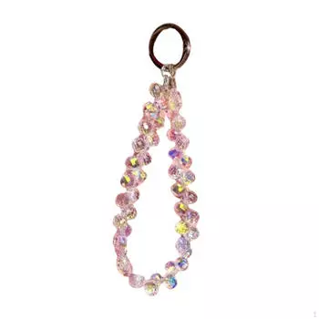 Бисерный брелок для ключей, брелок для ключей, стеклянный держатель для автомобильных аксессуаров для женщин Transparent Pink