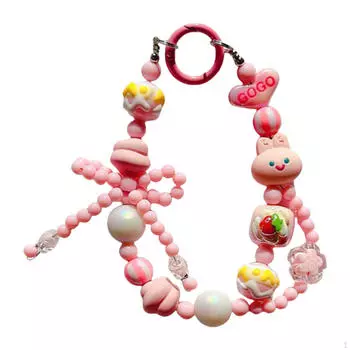 Бисерный брелок для ключей в машину, держатель для ключей, рюкзак, аксессуары, украшение, браслет на запястье, милая цепочка розовый