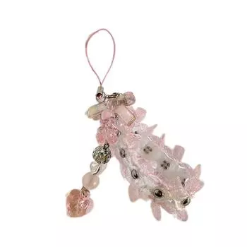 Бисерный шнурок для телефона с бабочкой, ленточная цепочка для телефона, сделай сам, ручная работа, брелок с бантом, подвеска для телефона на рюкзак, аксессуар для камеры розовый