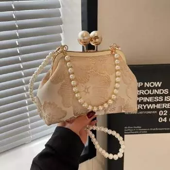 Бисероплетение Рамка Модные сумки через плечо Цветочные Высококачественные жемчужные Чувство роскоши Изящные сумки через плечо для женщин Новые Горячие продажи