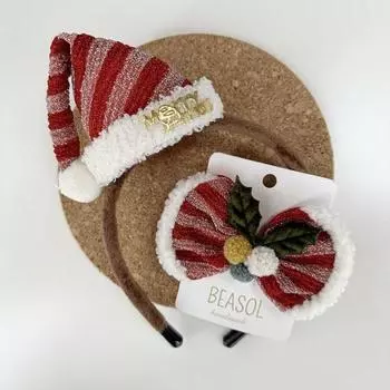 Bisol Девочки рождественский Санта-Клаус повязка на голову + набор заколок-лент
