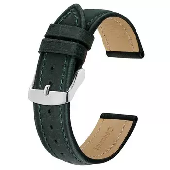 [BISONSTRAP] Сменный ремешок для часов из замши, натуральной кожи, серебряная пряжка с пружинным стержнем, мужской, женский, 18 мм, зеленый