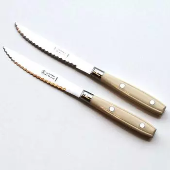 Bistro Cutlery Steak Knife Filet Collection Сделано во Франции NERON Ivorie Набор из 2 французских ножей для стейка Sharp Knife Импортировано [Обычный продукт]