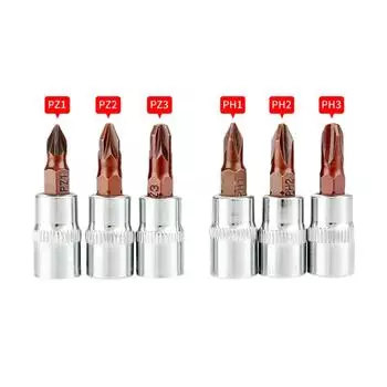 Бит 6,3 мм с хвостовиком для электрика-механика PH1 PH2 PH3 PZ1 PZ2 PZ3