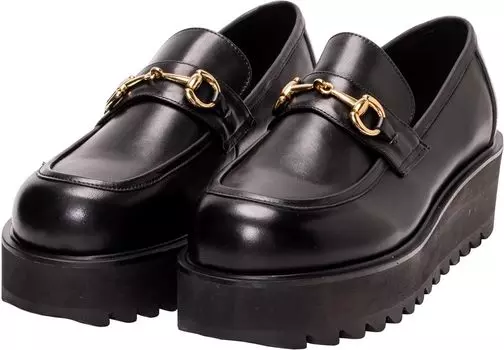 Bit Loafer Cowhide Chunky Soul Shoes Shark High Sole U Tip Thick Sole BLK cm [Endevice] Slip-on Approx. 5,5 см ELT160-1 Мужские 26,0