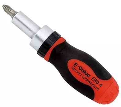Bit Soft Grip Stubby Ratchet Driver with 4 Bits E-Value Built-in ERD-4