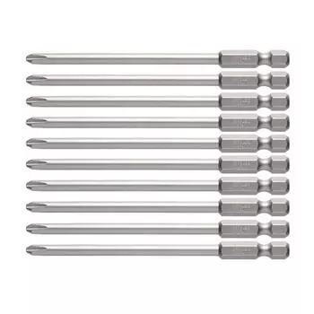 Бита для отвертки VESSEL Driver xx 100 мм, набор из 10 шт. H B35 ZP Air/Electric +2, твердость 4,5 (Высокая твердость)