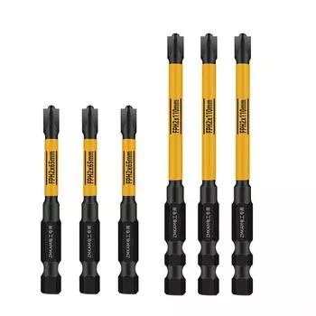 Бита-отвертка с хвостовиком 6,35 мм, черно-желтая, для электродрелей 65mm