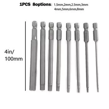 Бита с шестигранной головкой 6,35 мм/1/4 дюйма, устойчивая к ржавчине, высокая твердость 2mm