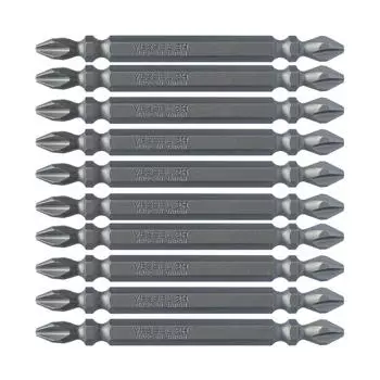 Бита Sakisbo с двойной головкой и магнитом VESSEL x 82 мм, набор из 10 шт., твердость H ZP +2 (Высокая твердость) М-С14