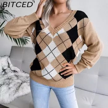 BITCED, европейский и американский осенне-зимний новый повседневный джемпер с бриллиантами в студенческом стиле, женская одежда S хаки