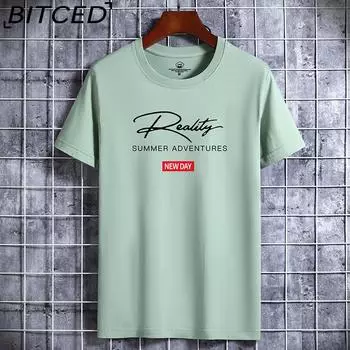 BITCED Хлопковая футболка с коротким рукавом, мужская модная свободная рубашка с коротким рукавом и принтом, сострадательная рубашка S белый
