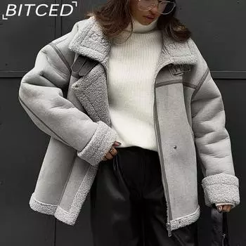 BITCED интегрированная куртка из овечьей шерсти с дизайном Sense в стиле пэчворк, уличная мотоциклетная ветровка с хлопковой подкладкой