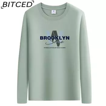 BITCED Мужская футболка с длинными рукавами, облегающая, весна-осень, универсальная рубашка с круглым вырезом S