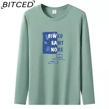 BITCED Мужская футболка с длинными рукавами, облегающая, весна-осень, универсальная рубашка с круглым вырезом S