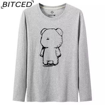 BITCED Мужская футболка с длинными рукавами, облегающая, весна-осень, универсальная рубашка с круглым вырезом S